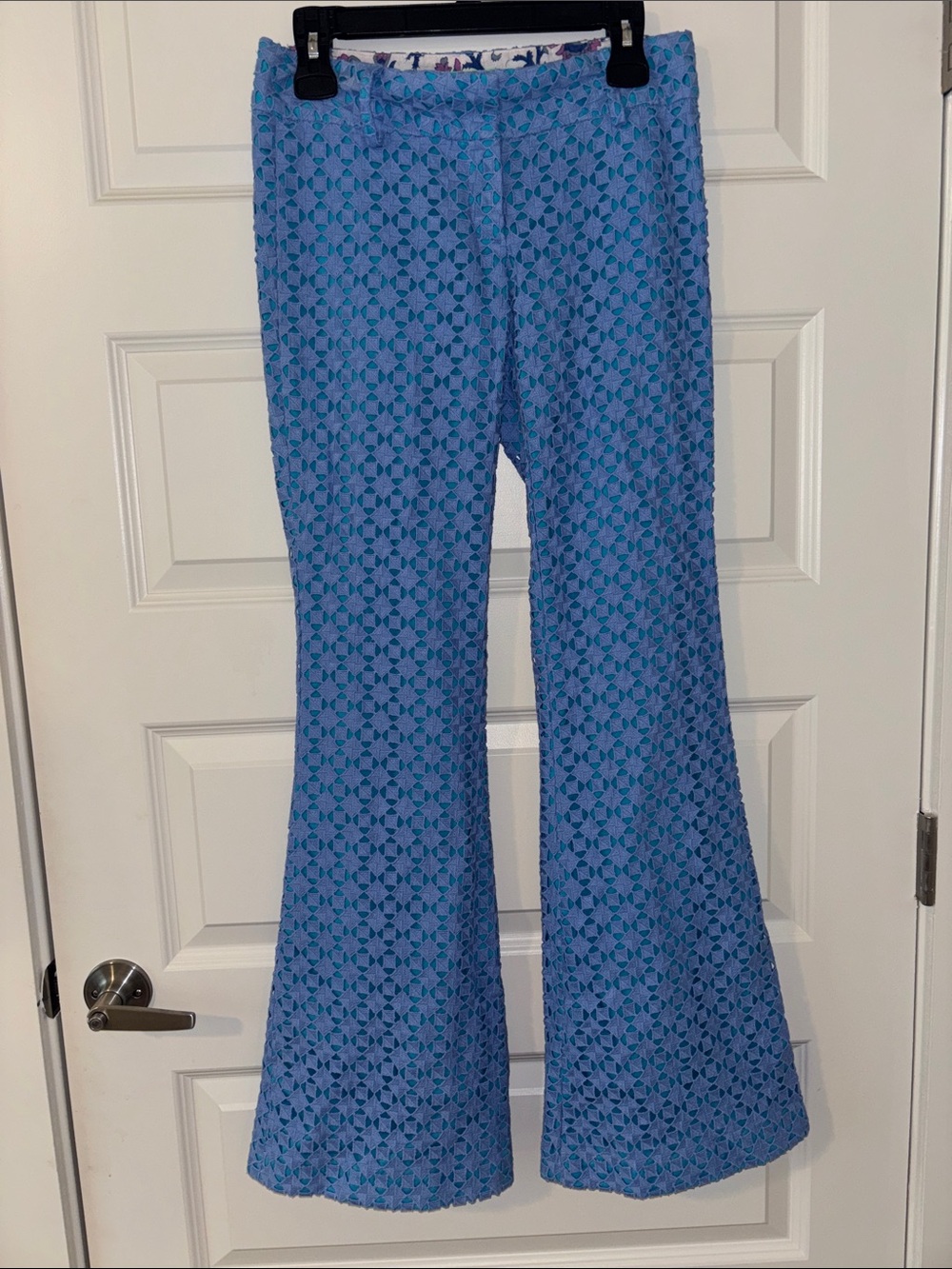 Sky Blue Crochet Flare Pants